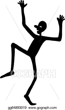 Drawing silhouette dancing stick. Clipart dance simple dance