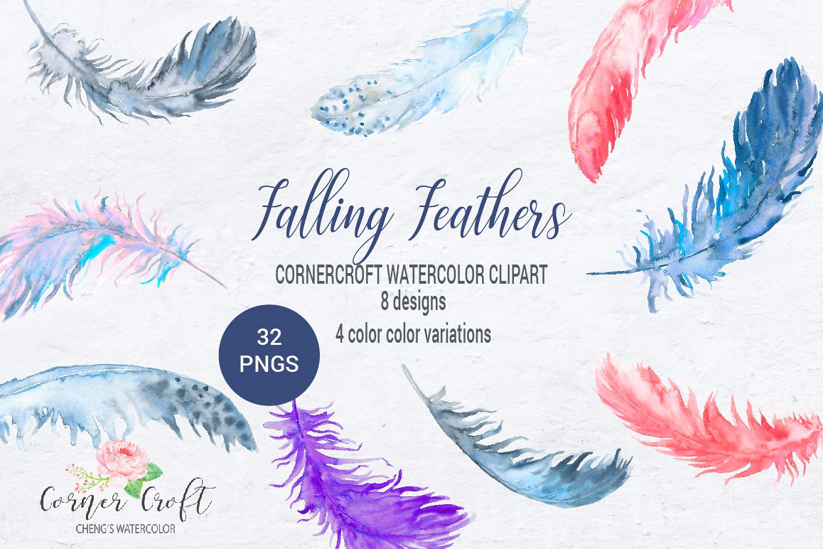 feather clipart watercolor