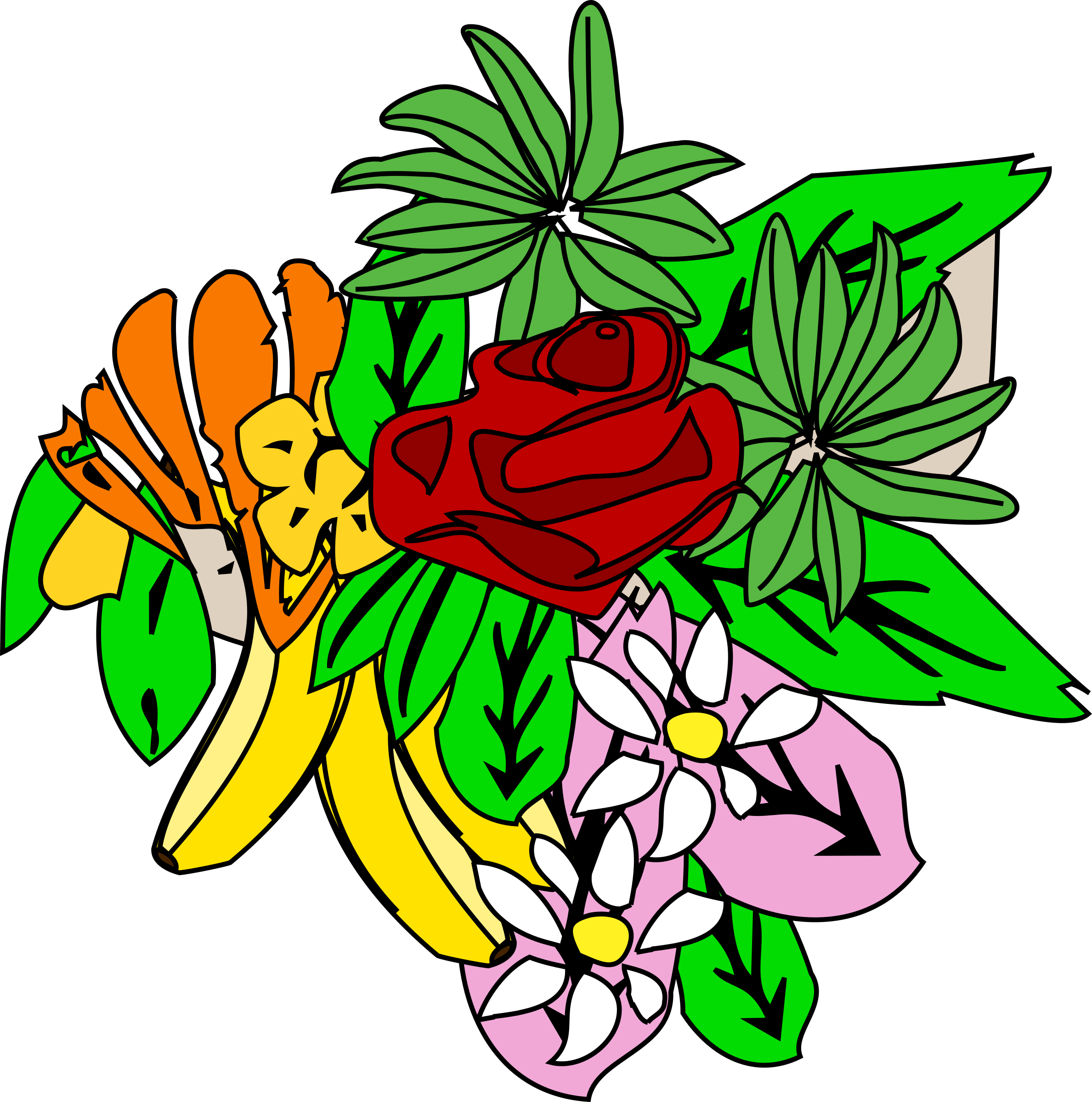 Food and flower design. Group clipart bunch