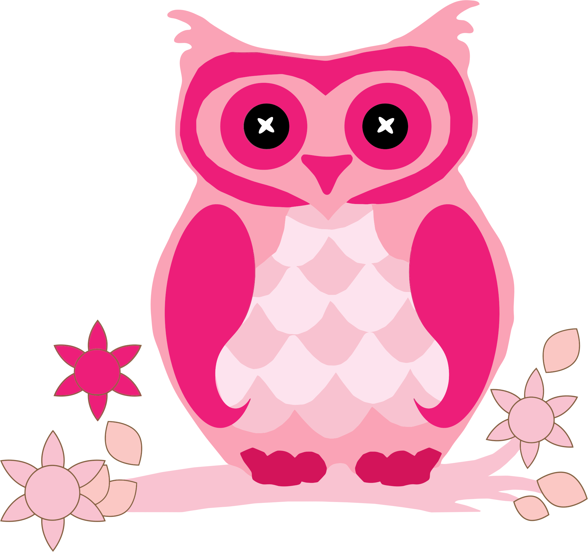 Pink big image png. Flowers clipart owl
