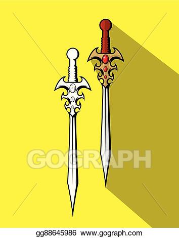 Vector stock trendy swords. Clipart sword design
