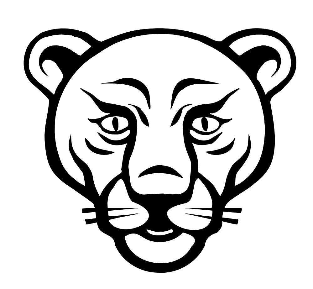 Black and white face. Clipart lion colored