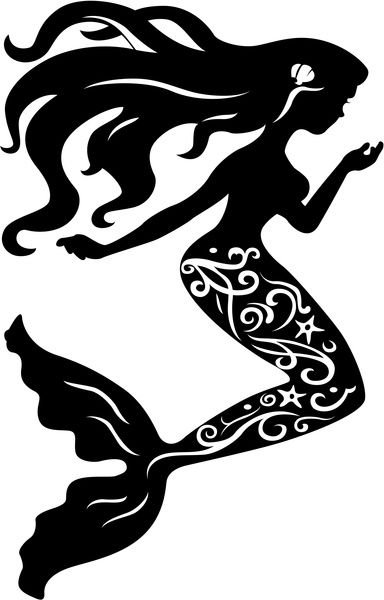 Clip art silhouette free. Mermaid clipart black and white