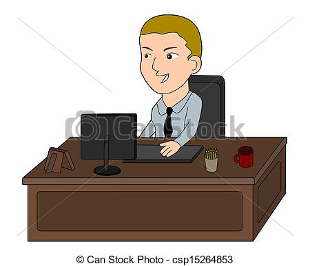 clipart desk businessman