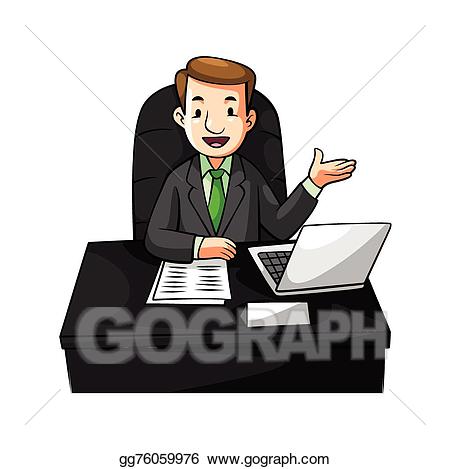 Desk clipart businessman. Vector illustration cartoon eps