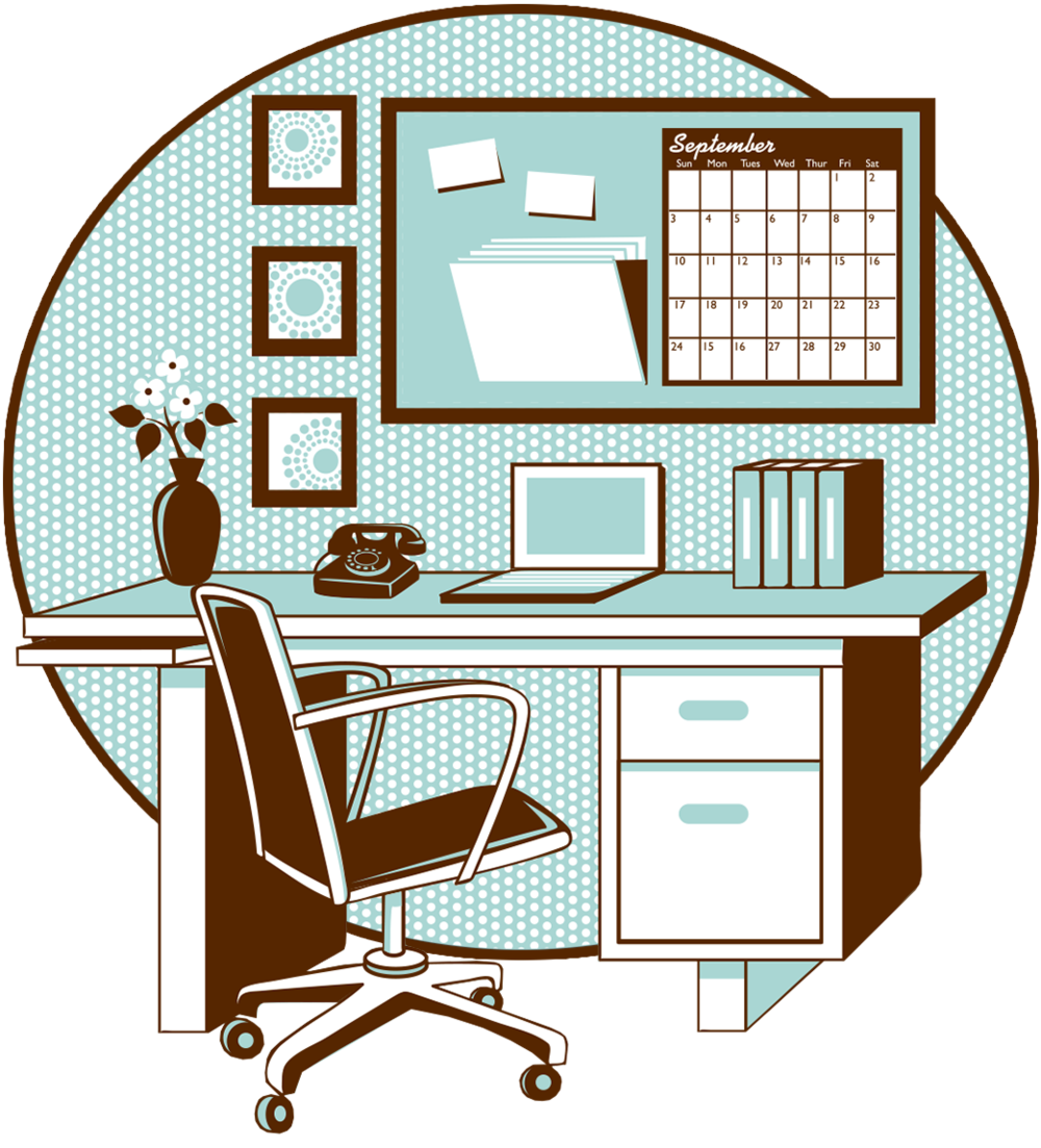 About psychology of stuff. Clipart desk office clutter