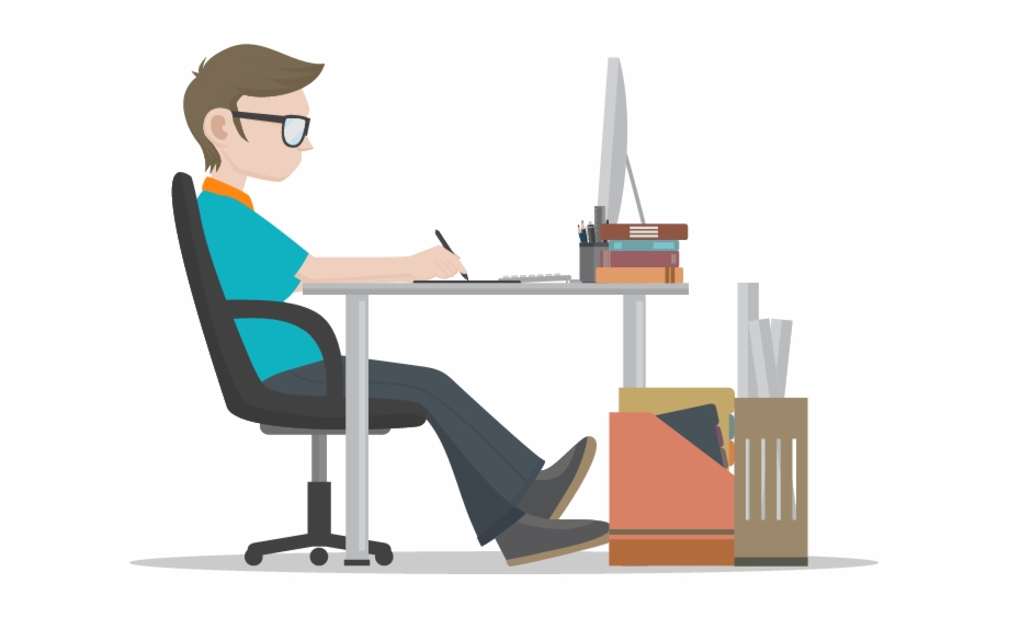 clipart desk stressed office worker