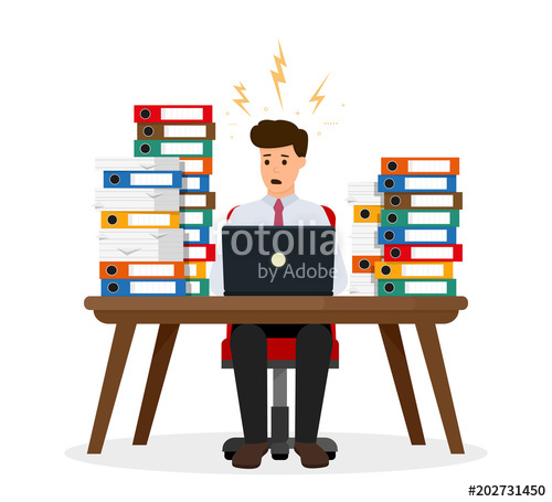 clipart desk stressed office worker