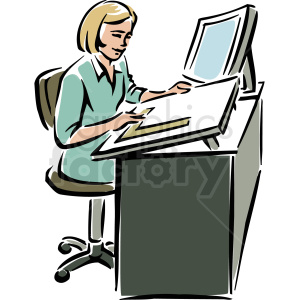 desk clipart woman