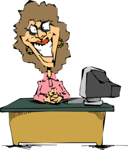 clipart desk woman