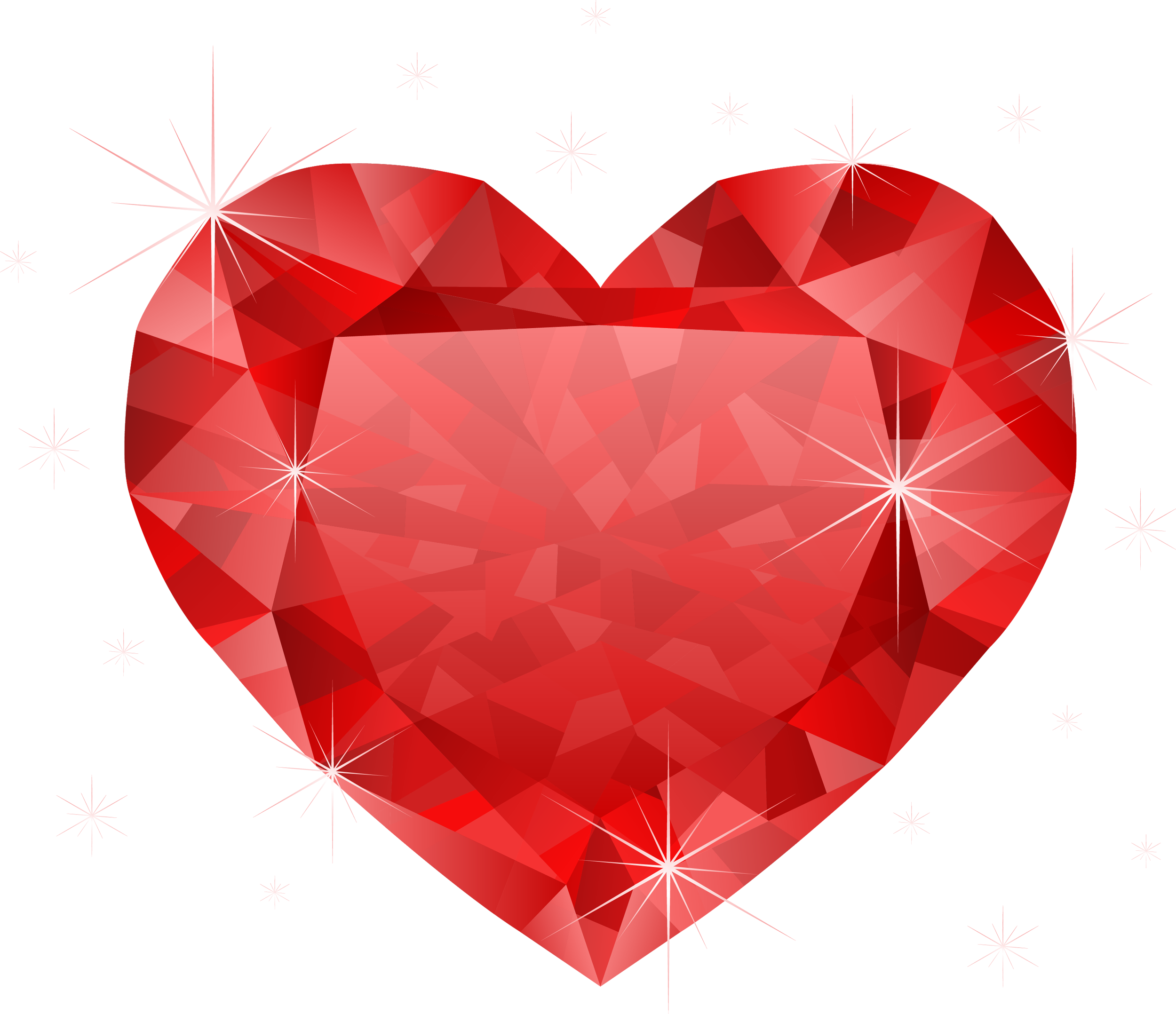 Large transparent diamond heart. Red hearts png