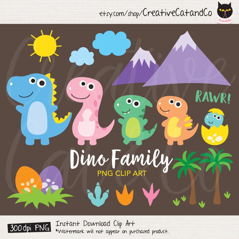 clipart dinosaur family