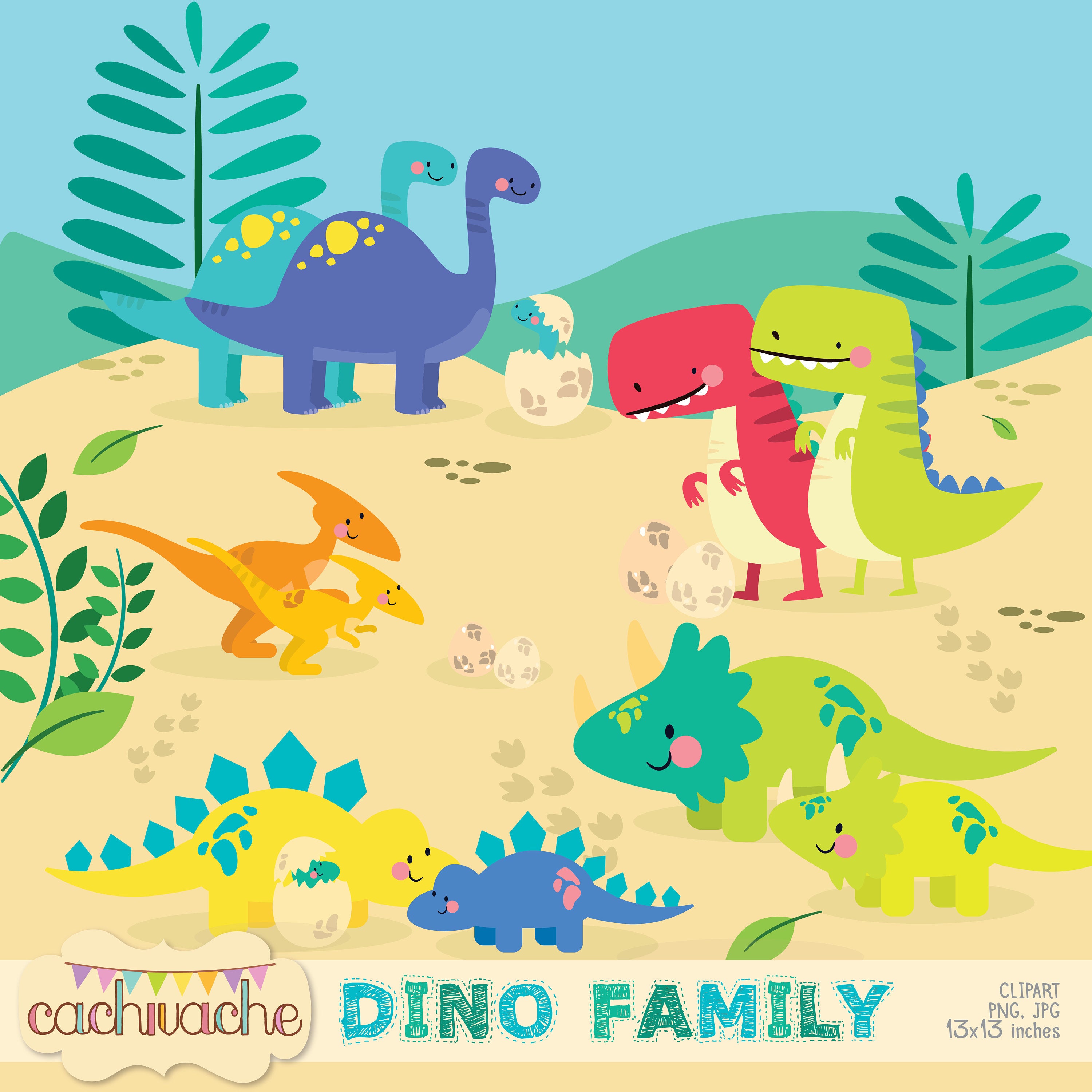 clipart dinosaur family