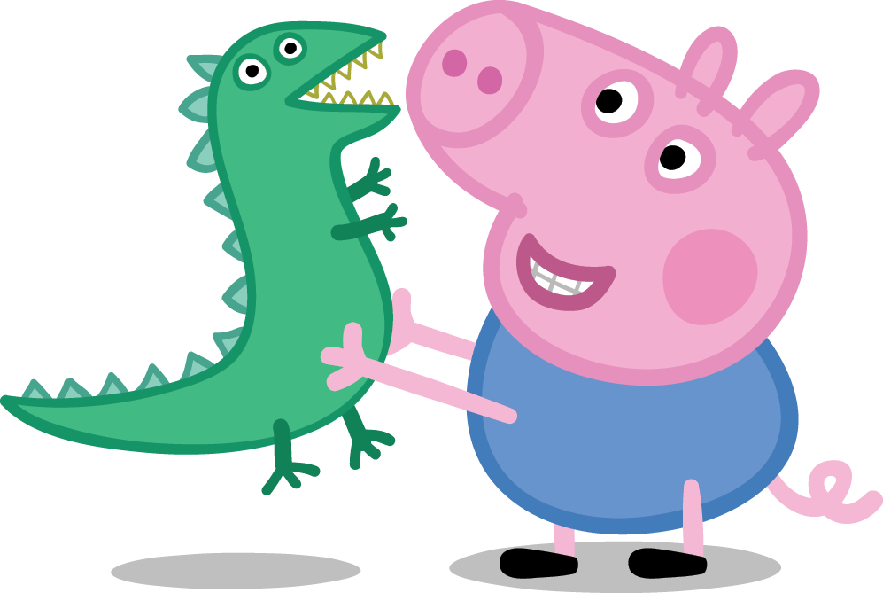 George playing with transparent. Clipart dinosaur pink