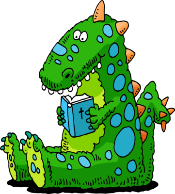 dinosaur clipart reading