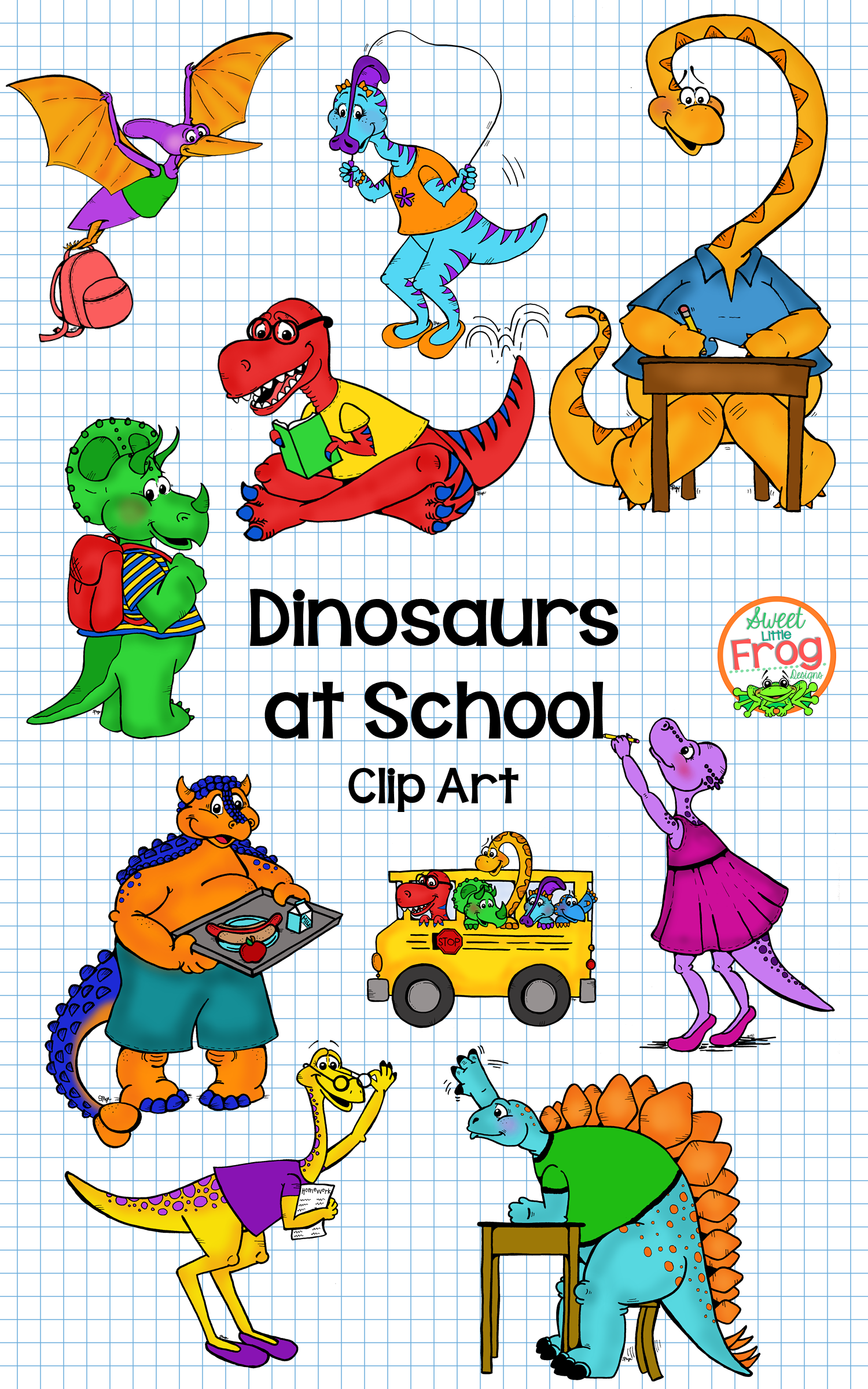 clipart dinosaur school