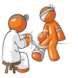 A bandaging an orange. Doctor clipart bandage