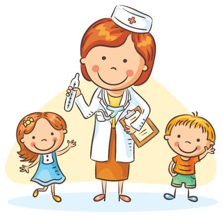 Clipart doctor children's. Stock vector illustration girl