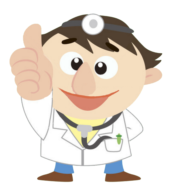 Doctors clipart character. Cartoon physician thumb signal