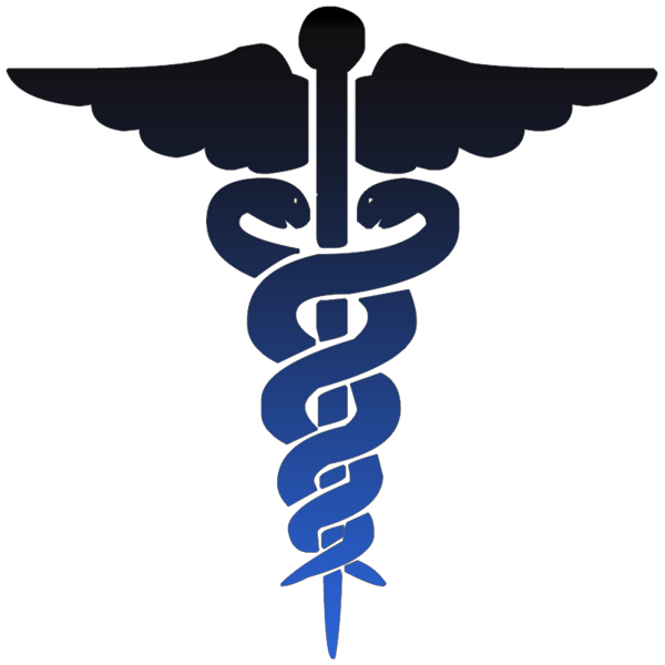 Caduceus symbol black blue. Medical clipart emblem