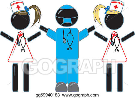 Eps illustration with nurses. Clipart doctor simple