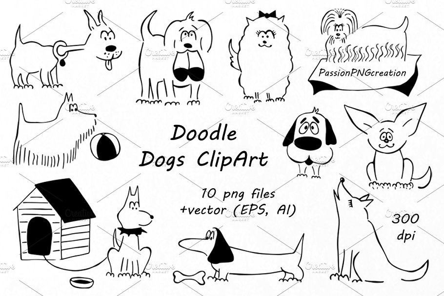clipart dogs doodle