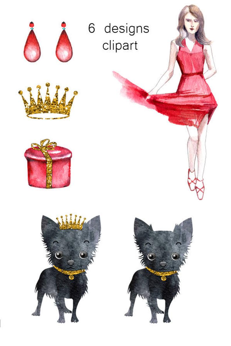 Clipart dog fashion. New year christmas clip