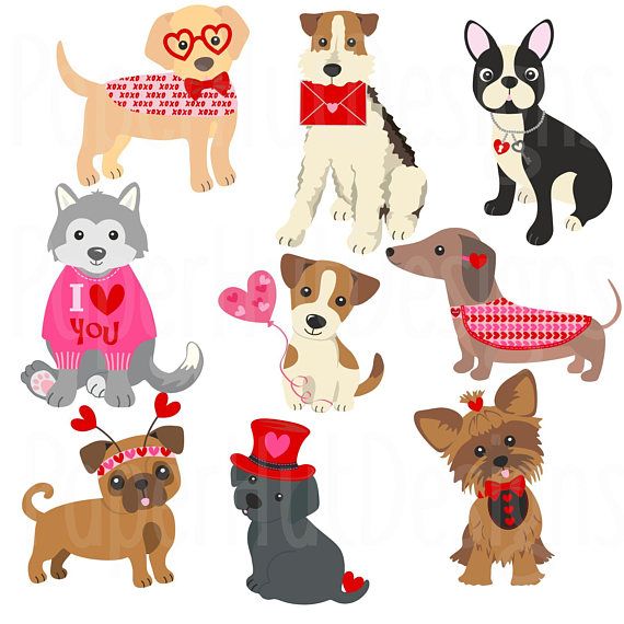 dogs clipart valentine
