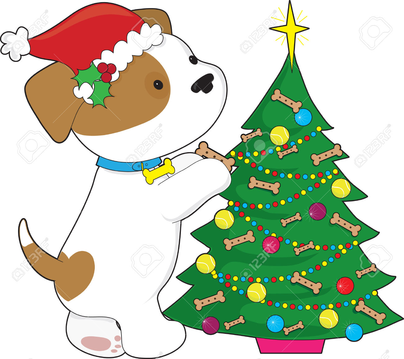 clipart dogs tree