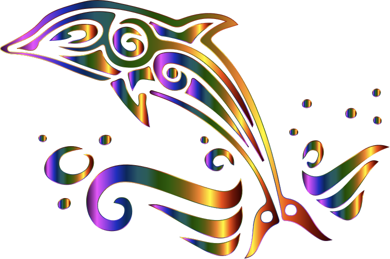 Chromatic tribal dolphin no. Dolphins clipart colorful
