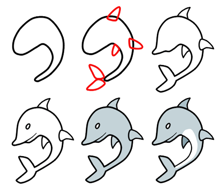 Clipart dolphin easy. Free drawin download clip