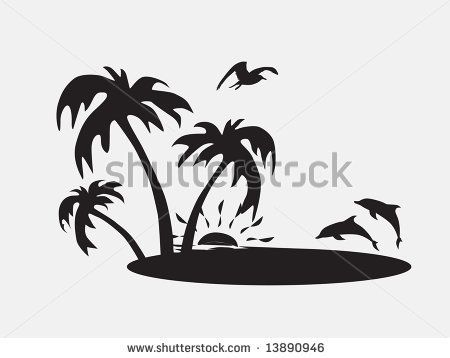 clipart dolphin palm tree