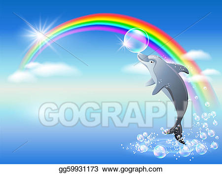 Clip art vector and. Dolphin clipart rainbow
