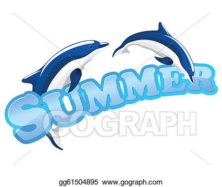 Vector art sign with. Clipart dolphin summer