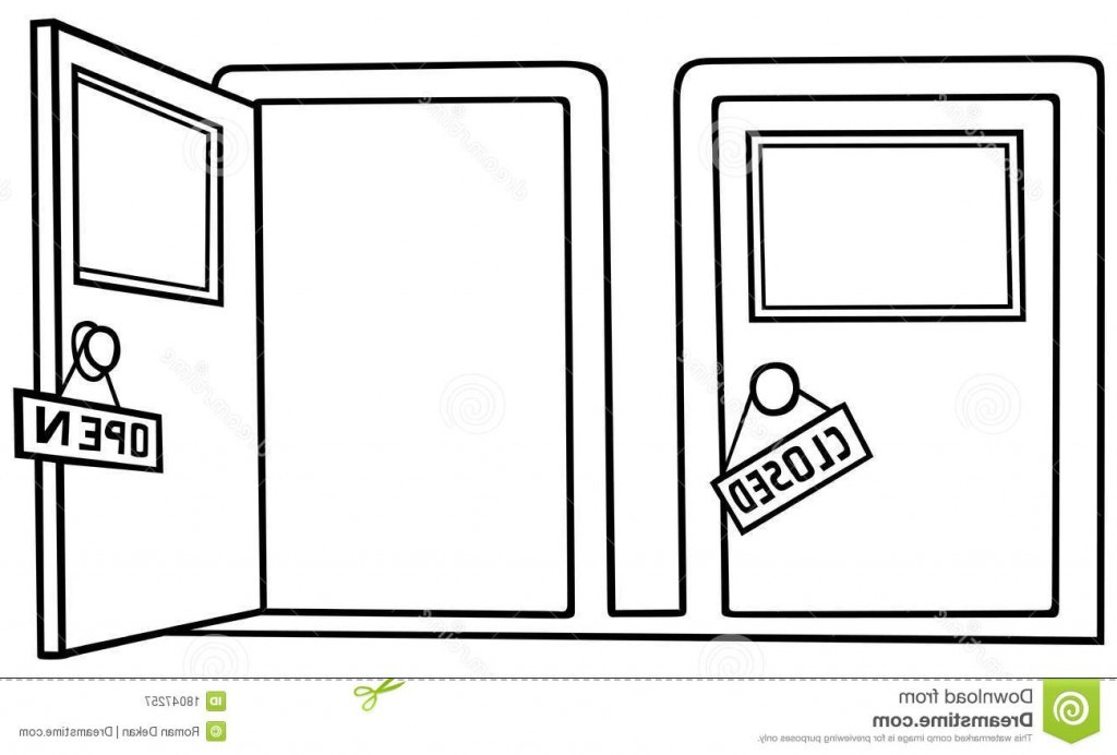 clipart door black and white