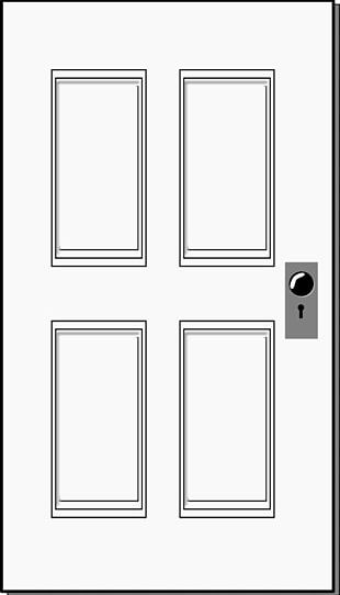 clipart door black and white