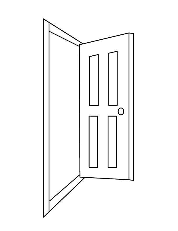 clipart door colouring page