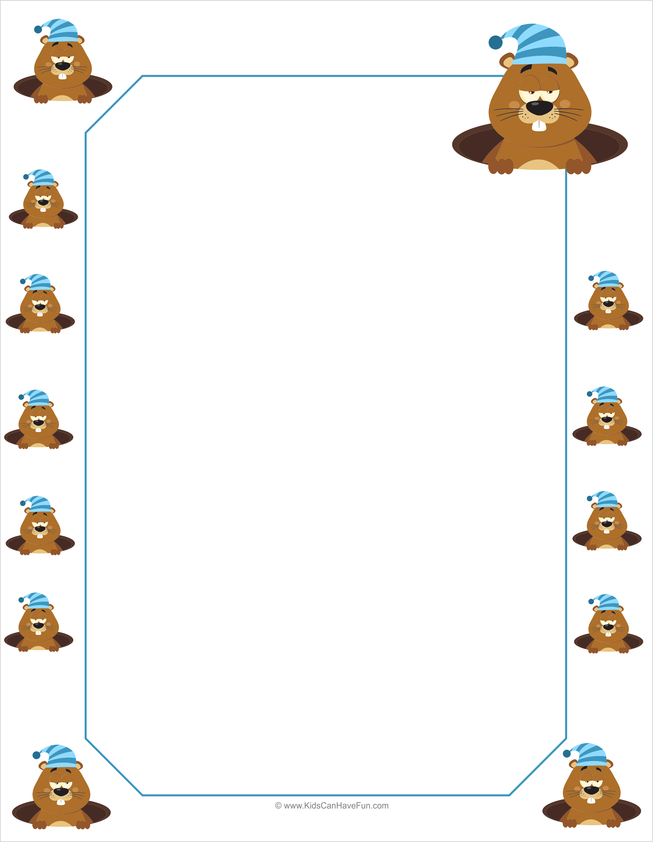 Groundhog day bordered writing. Writer clipart pen pal