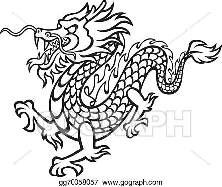 clipart dragon black and white