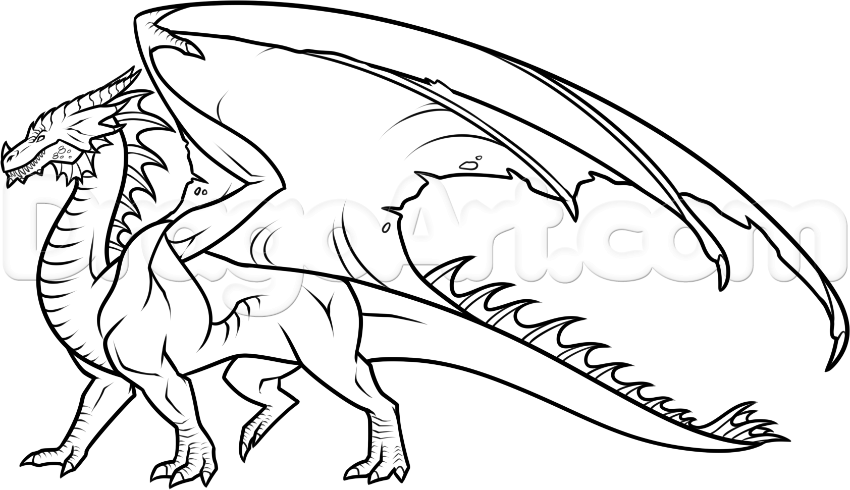 Clipart dragon body.  lineart for free