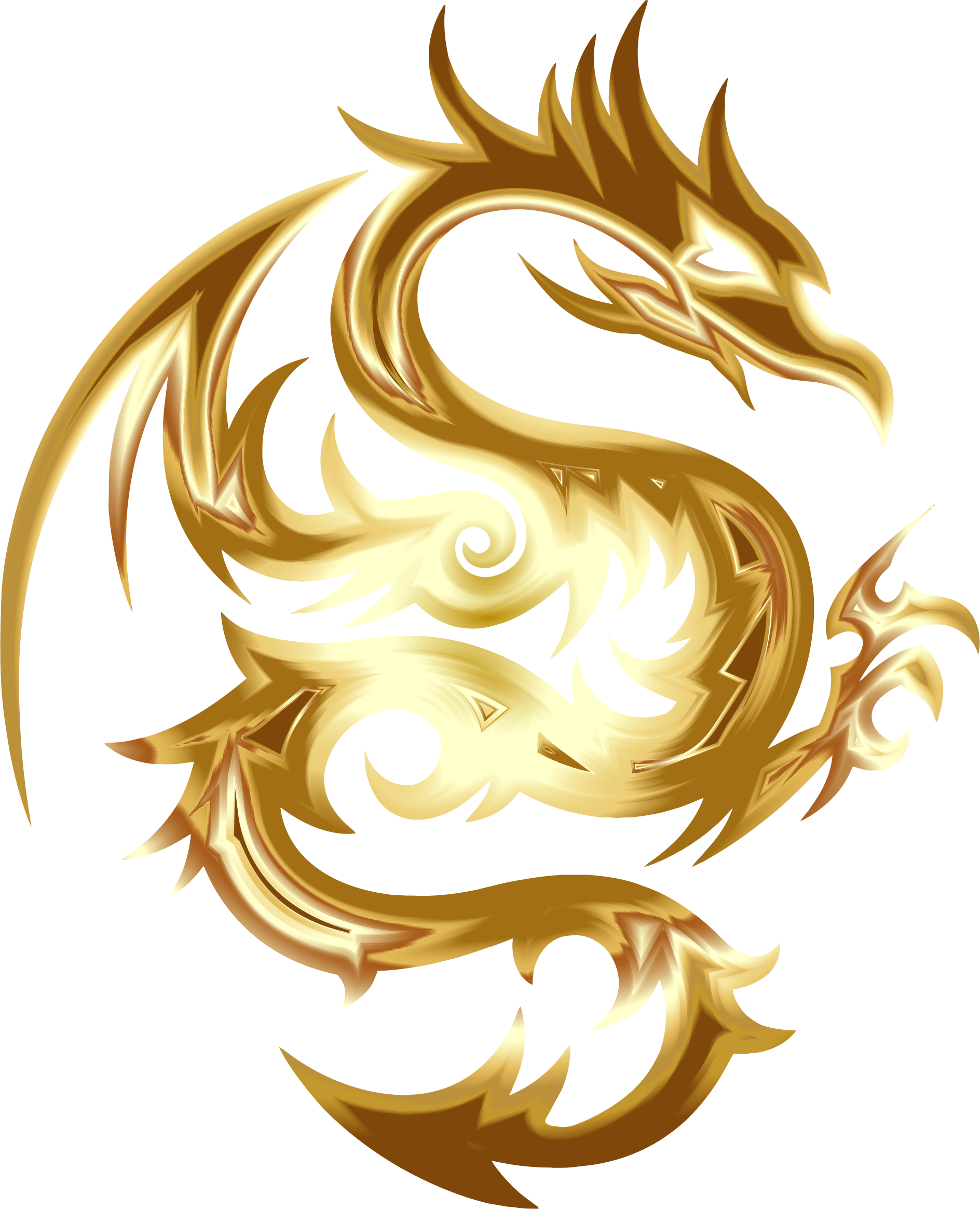Gold tribal no icons. Clipart dragon clear background