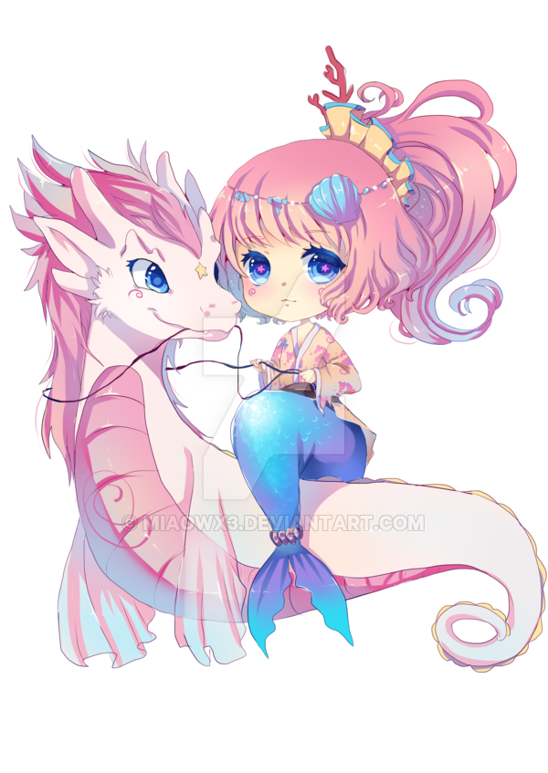 Mermaid with by miaowx. Clipart dragon sea dragon