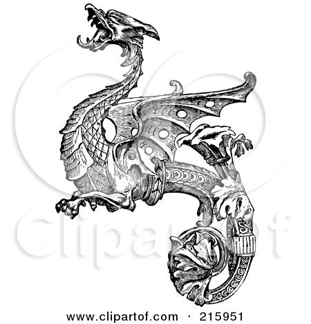 Royalty free rf illustration. Clipart dragon vintage