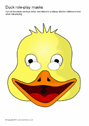 Printable farm animal masks. Clipart duck mask