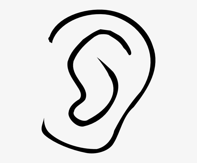 clipart ear black and white