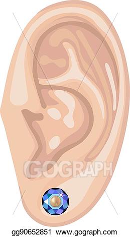 Clipart ear earring clipart. Vector illustration human stock