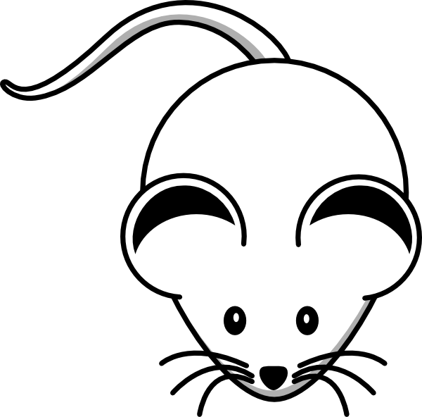 White mouse black ears. Clipart ear outline