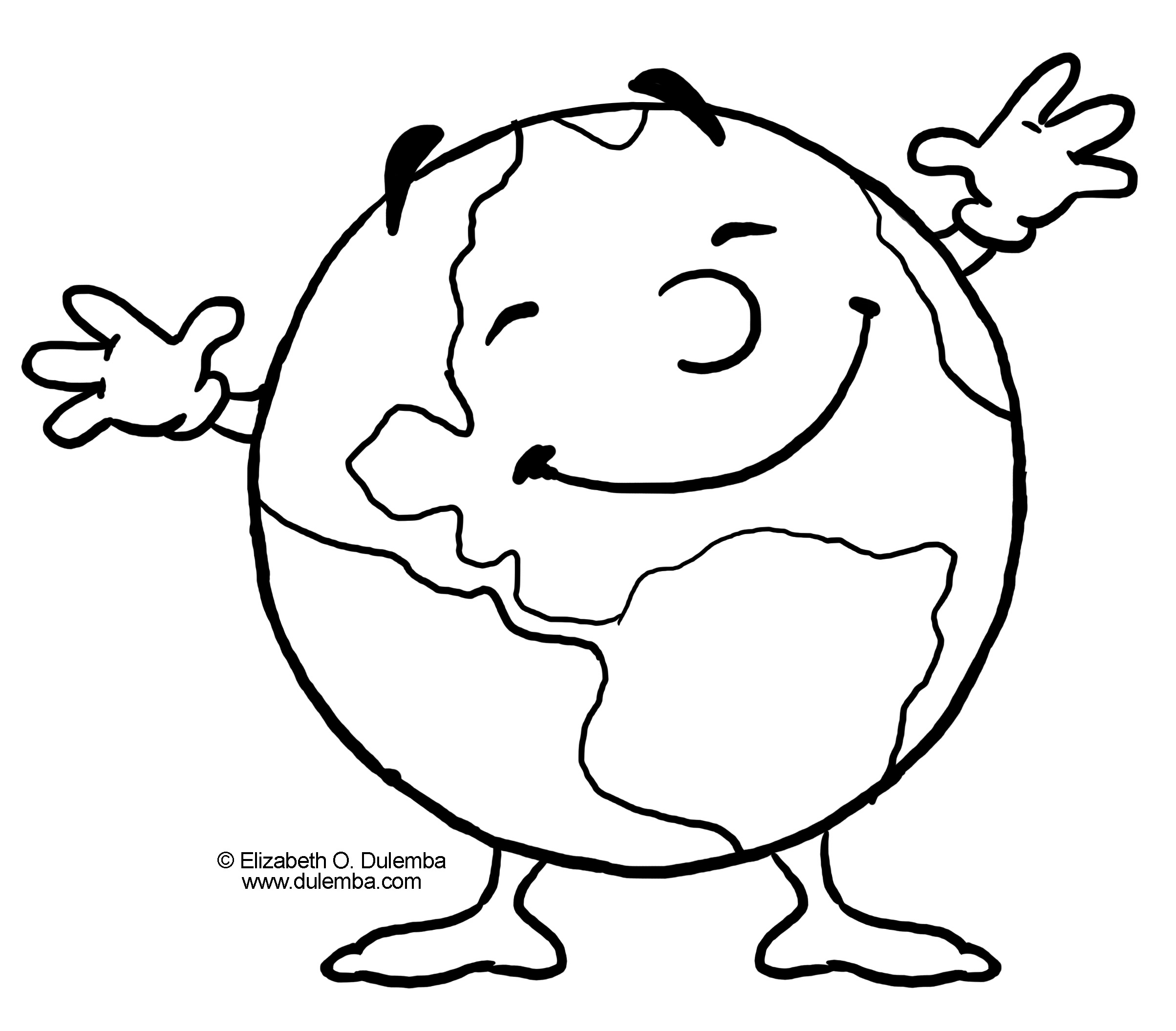 clipart earth coloring page