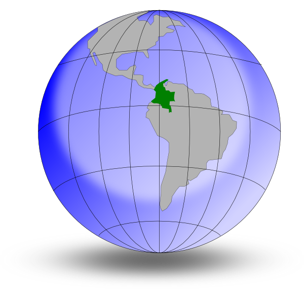 Clipart earth diagram. Colombia on the globe