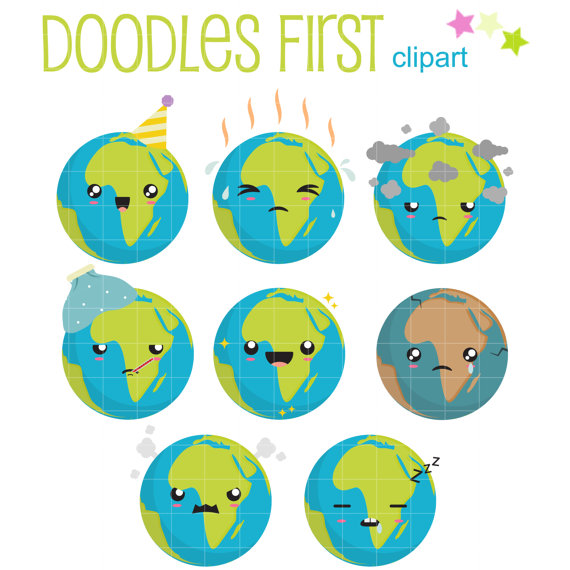 Planet digital clip art. Clipart earth kawaii